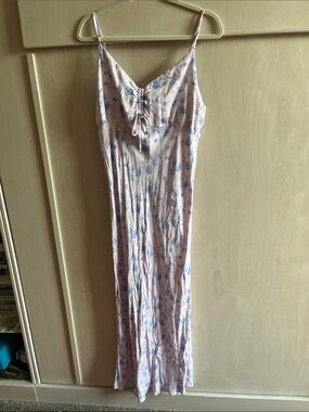 wild fable Pink Slip Dress with Blue Floral Print